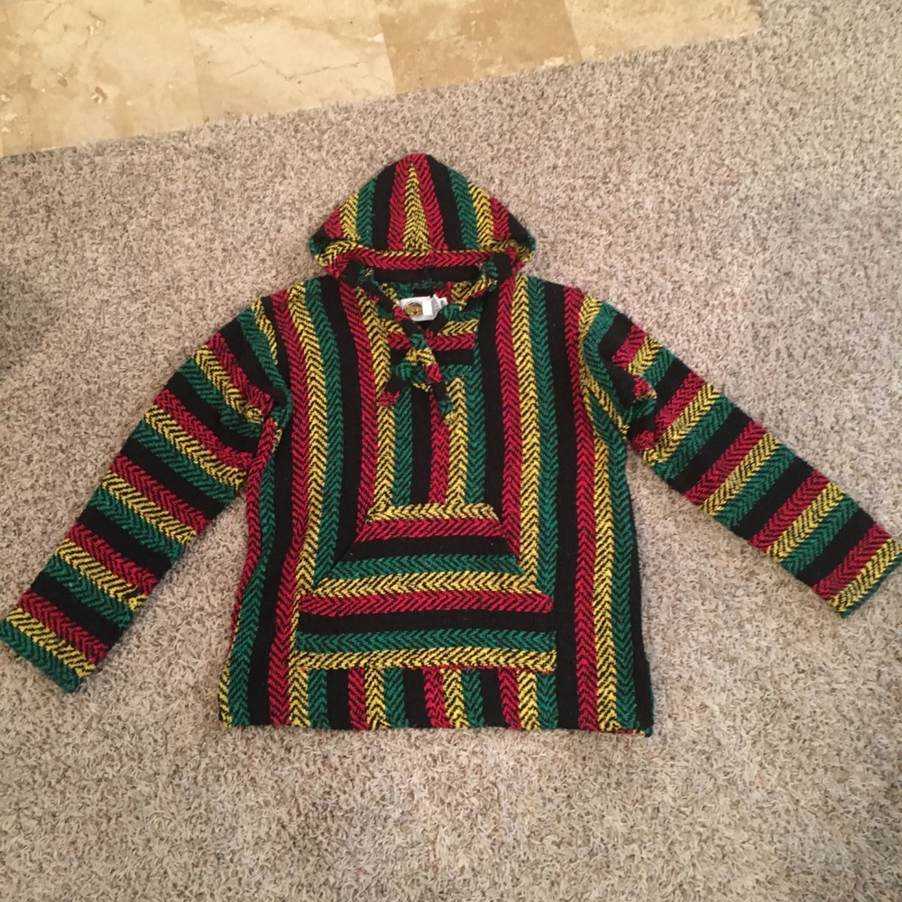 Mens Earthragz Rasta Colored poncho